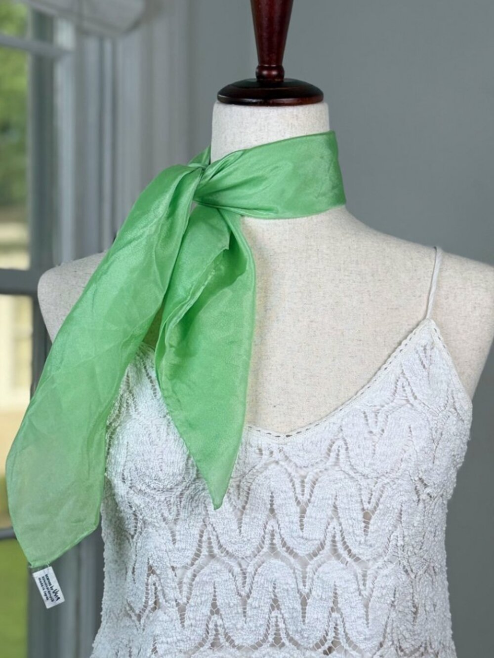 Scarves by Vera Neuman Mint Green Silk Blend Square Scarf Vintage